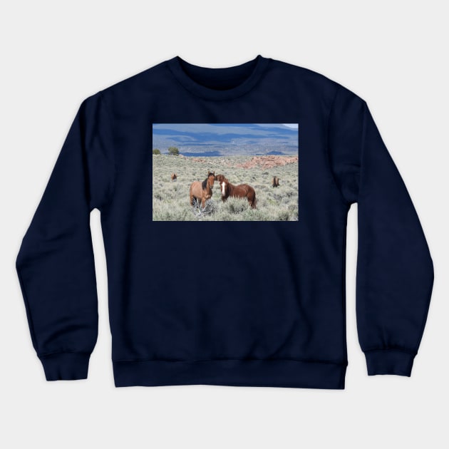 Wild horses, mustangs, wildlife, nature, gifts Crewneck Sweatshirt by sandyo2ly